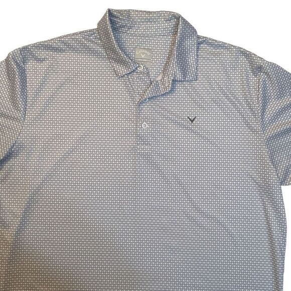 Callaway Opti Dri Mens Polo Golf Short Sleeve Shirt Size Large Light Blue White - Picture 4 of 8